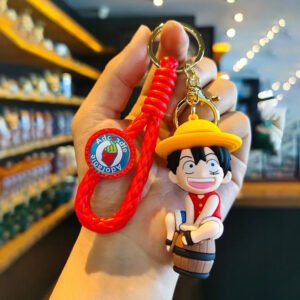Anime Luffy With Barrel 3D Keychain Wholesaler (12pcs Packet)