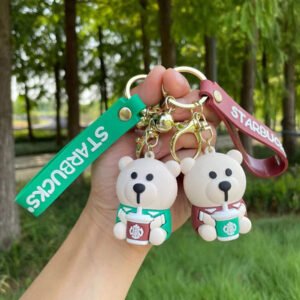 Starbucks Teddy with Glass 3D Keychain Wholesaler (12 Pieces in Packet)