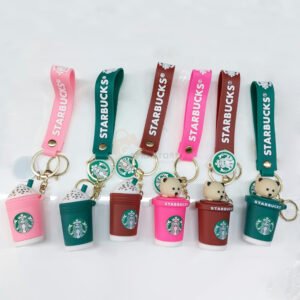 Starbucks Glass With Teddy 6 Design Set 3D Keychain (12 Pieces in Packet) 55/- per pieces