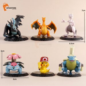 Pokemon 6pcs Set with base 6-8cm