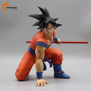 DBZ Goku on Knee With Stick 17cm Action Figure