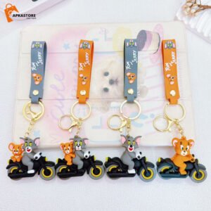 Tom and Jerry On Bike 4 Designs 3D Keychain Set (12pcs Packet) 38rs pp