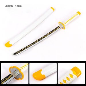 Zenitsu White Wooden Katana 42cm With Stand